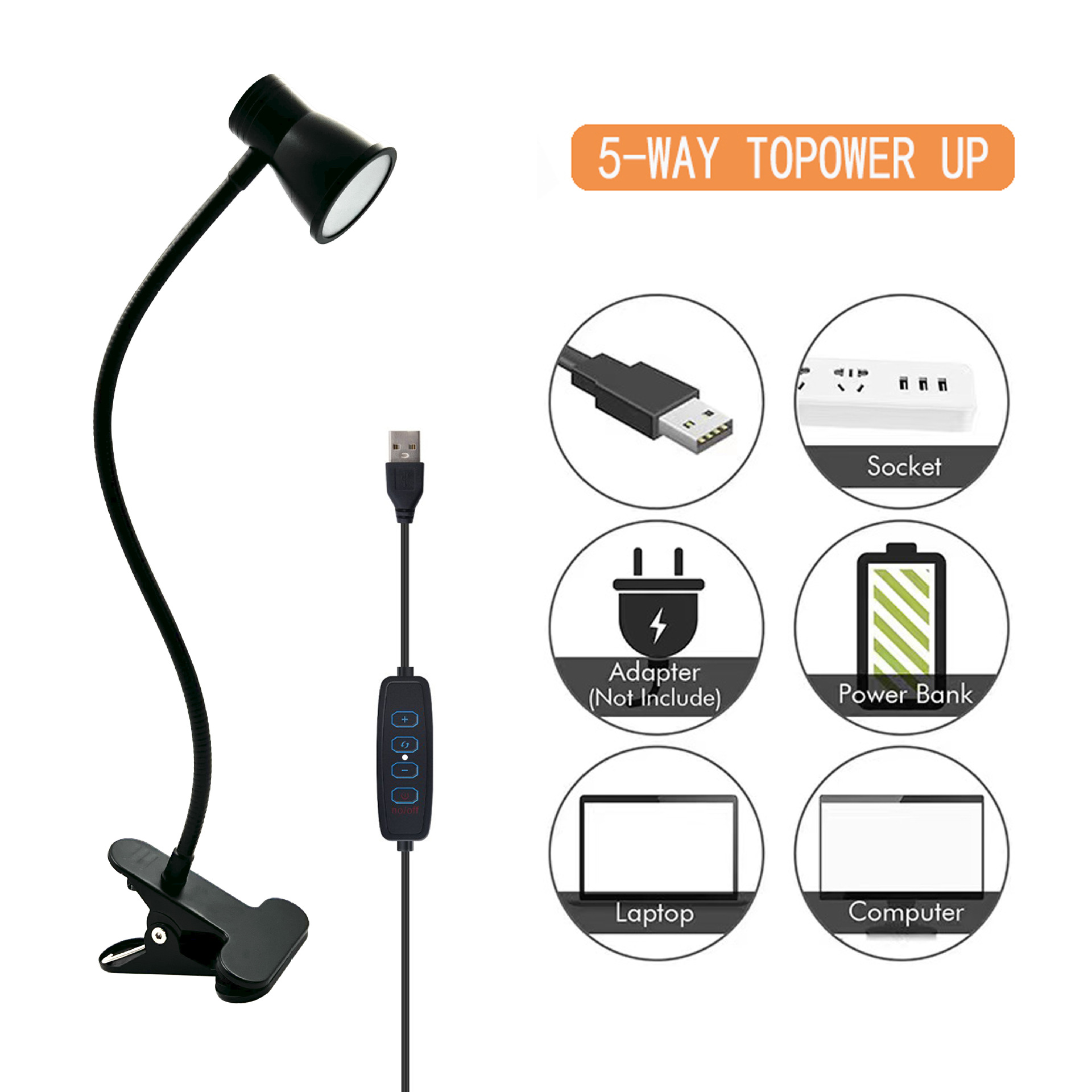 Trumpet-Shaped Clip-On Desk Lamp Led Student Eye-Protection Reading Lamp USB Rechargeable Night Light Fill Light Light Luxury Design