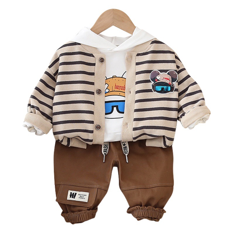Boys long sleeve spring and autumn suit sweater three-piece handsome sports spring and autumn 2024 new fashion children's clothing tide