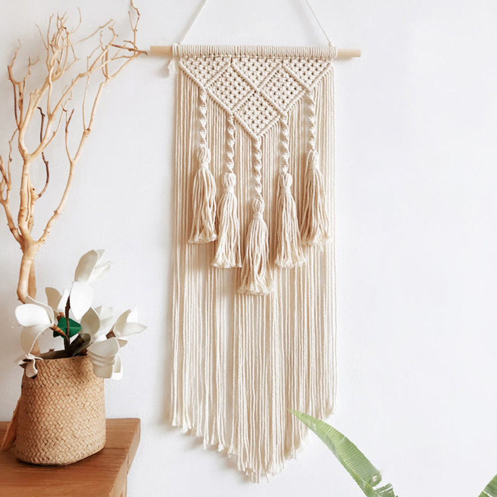 New Cotton Rope Woven Leaves Tapestry Handmade Homestay Bedroom Wall Decorative Bohemian Tapestry Amazon