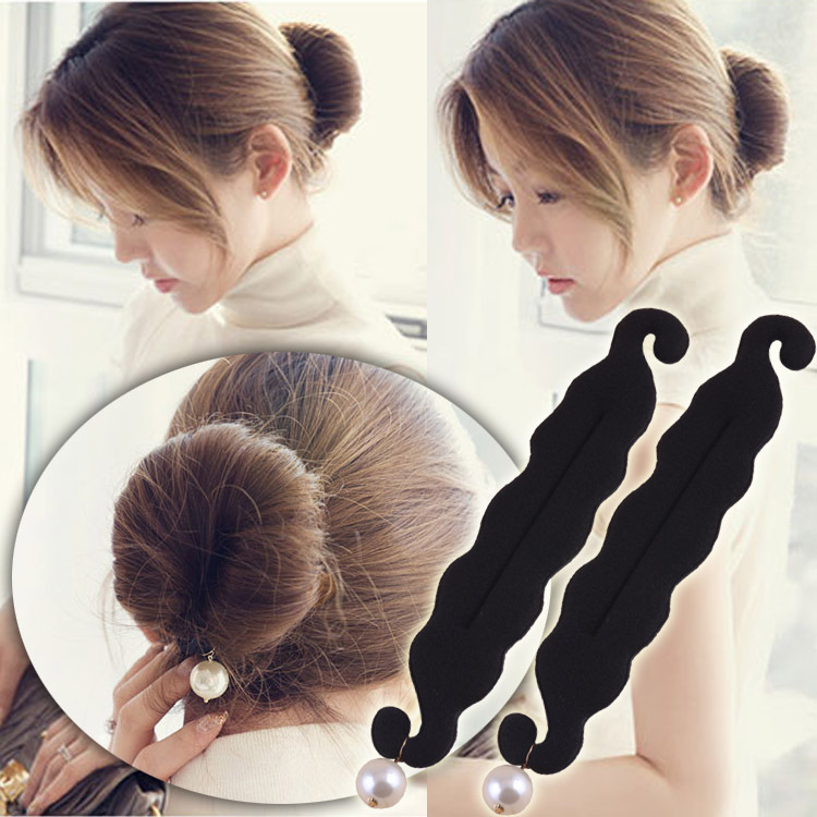 Picture of Simple ball head updo tool Korean style headwear hair accessories sponge double hook updo hair stick upgraded version pearl hair curler