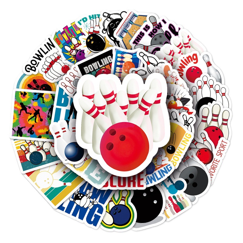50 Bowling Graffiti Personality Cross-border Sports Creative DIY Skateboard Water Cup Luggage Sticker Waterproof