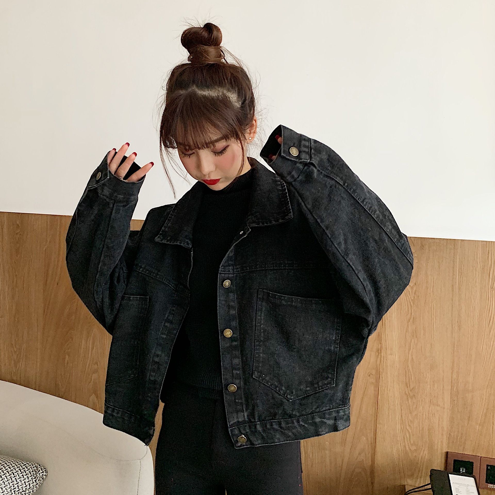 Picture of Cross-border 2022 Spring and Autumn New Korean Style Loose Denim Jacket Women's Short Women's Jacket All-match Top Instagram Fashion