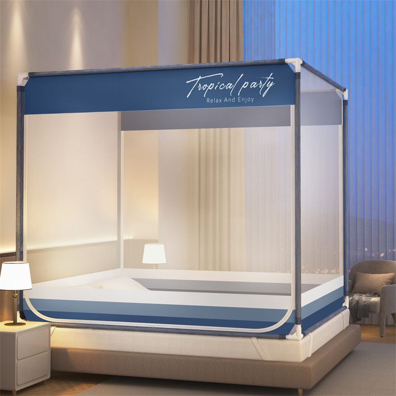Picture of Class A Mosquito Net Household Bedroom Three-door New Bracket Tattoo Children's Anti-fall Anti-drop Bed Fully Surrounded Bottomless 1.8