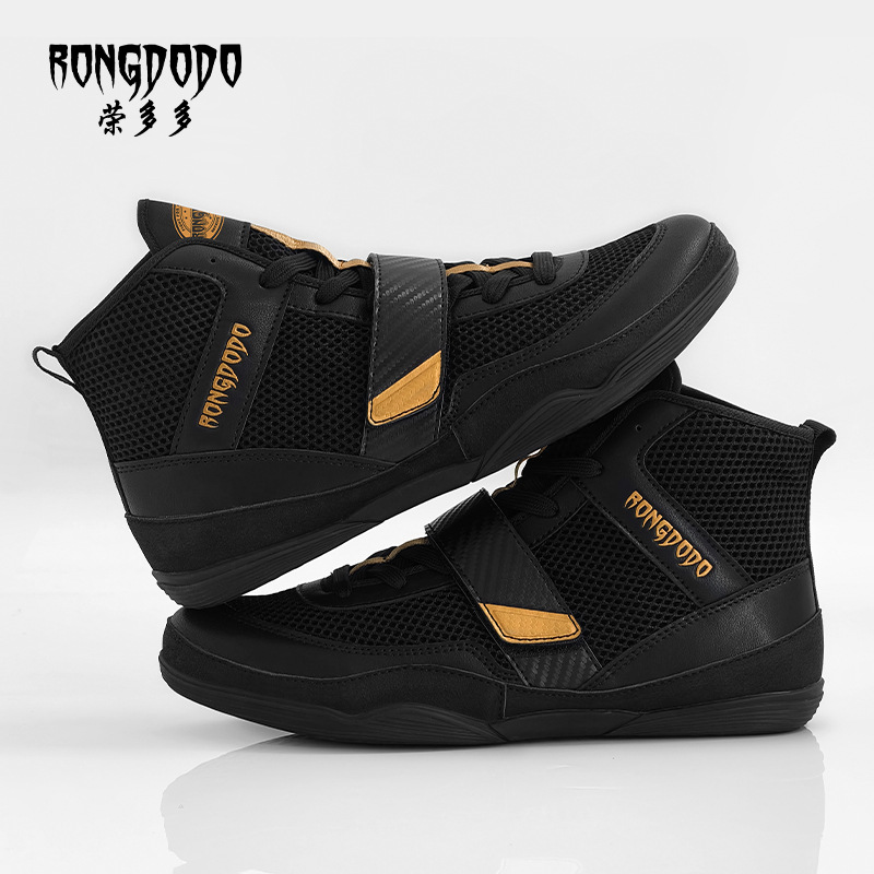Boxing shoes, men's and women's Sanda training, martial arts fighting shoes, high-top Muay Thai breathable professional freestyle shoes, wrestling shoes