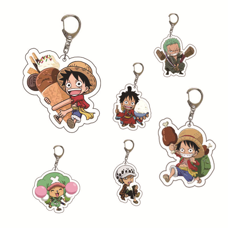Animation Surrounding One Piece Acrylic Keychain Lufei Solon Transparent Pendant Spot Cross-border Double-sided diy