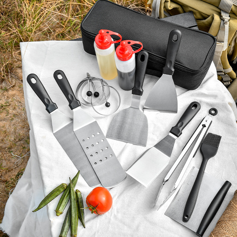 Picture of bbq stainless steel barbecue tool set 12 piece ketchup bottle roasting tool set iron plate barbecue utensils