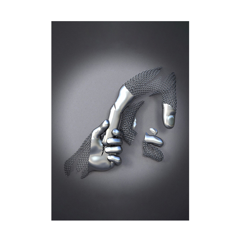 Picture of Scandinavian Home Decoration Canvas Painting Metal Character Statue Poster Hanging Painting Wall Frameless Painting Core Creative Metal