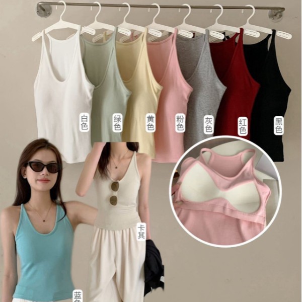 Warm little moxa French neck vest 588-1 new slim slim all-match with chest pad condole strap base vest for women