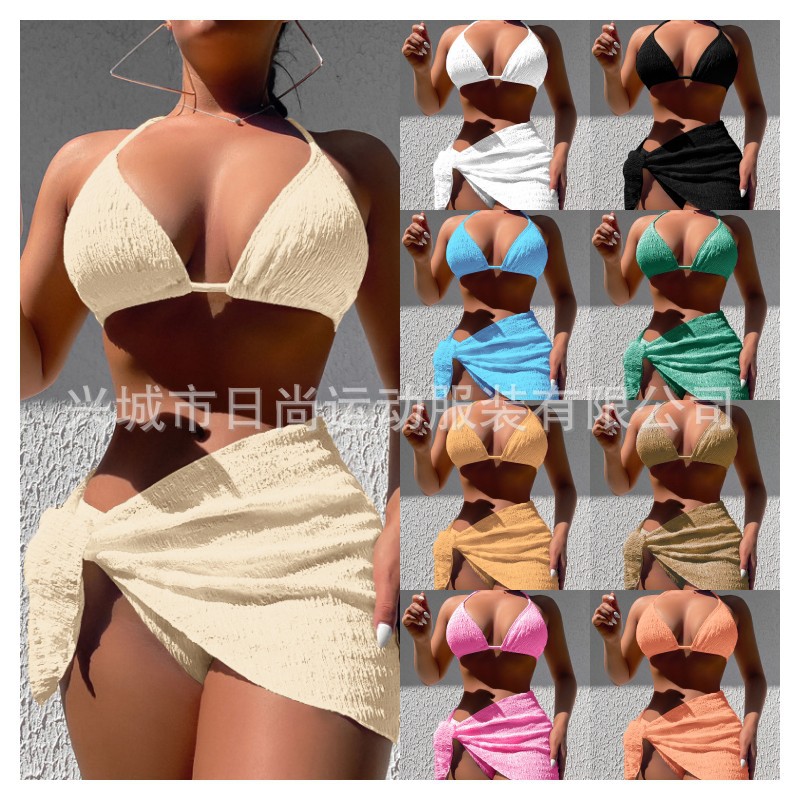 Swimwear European and American bikini ladies three-piece split sexy foreign trade new bikini three-point swimsuit factory
