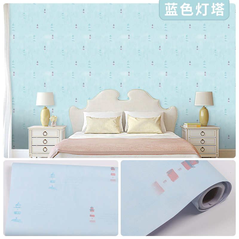 Picture of Wallpaper Self-adhesive Waterproof Moisture-proof Bedroom Background Wall Wallpaper Living Room Bedroom Dormitory Children's Room Cartoon Decorative Wall Stickers