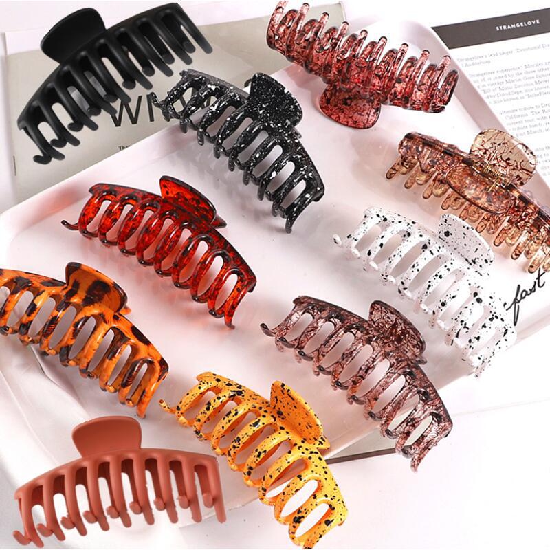 Large hair grip back head clip ponytail clip Amazon popular keel clip temperament female leopard print frosted hair claw