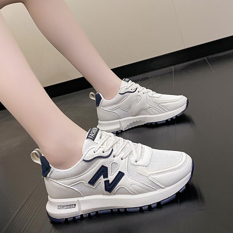 Picture of Thick-Soled Dad Shoes for Women, New Trbottomyy Sports and Casual Shoes, Spring & Fall Versatile Waffle Ins Casual Height-Increasing White Shoes
