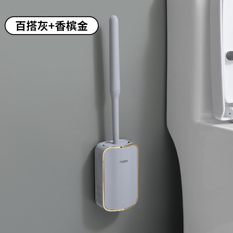 Picture of Silicone Toilet Brush Household No Dead Corner Toilet Brush No Punching Wall-Mounted Bathroom Squat Toilet Cleaning Brush