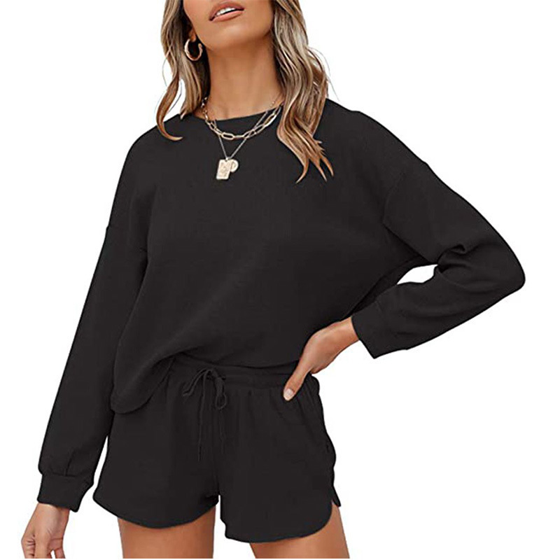 Picture of Cross-Border European and American Export Women's Clothing 2025 New Amazon Long-Sleeved Shorts Home Wear Waffle Two-Piece Suit