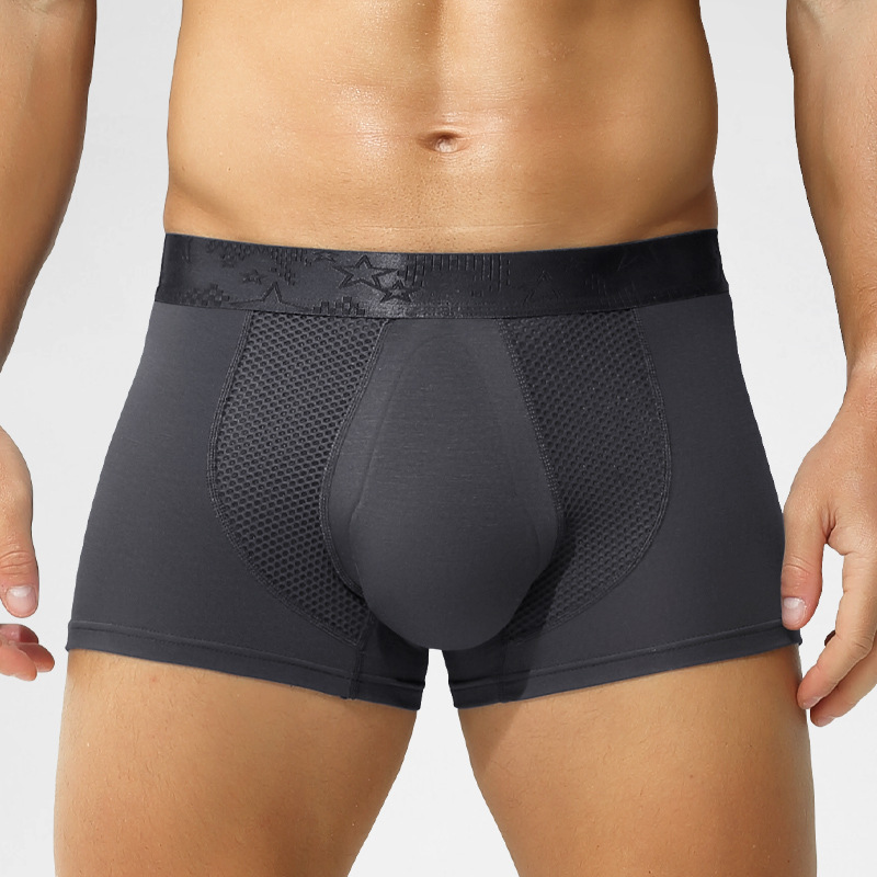 Men's Underwear 3DU Convex Pocket Youth Sports Comfortable Breathable Pants Antimicrobial Men's Mesh Boxer Shorts