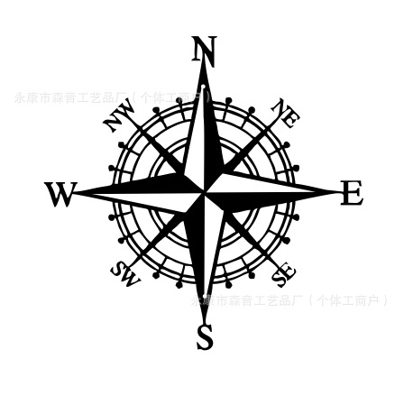 Picture of Hallway background wall decoration laser cutting silhouette navigation compass crafts wall decoration cross-border hot sale pendant