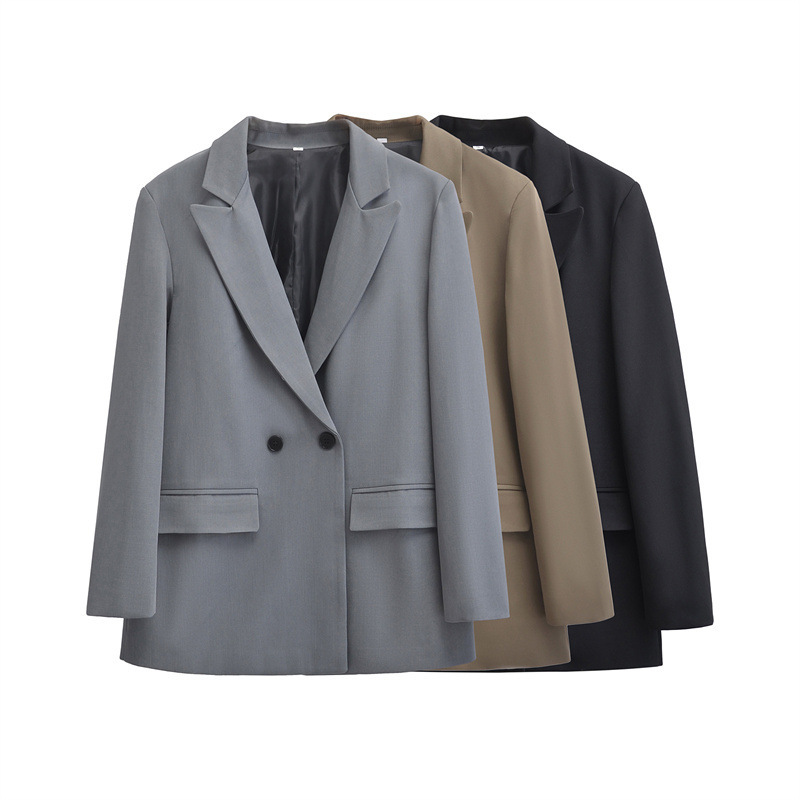Foreign Trade 2024 Autum New European and American Style Women's Fashionable Elegant Loose Double-Breasted Suit Jacket 2753222