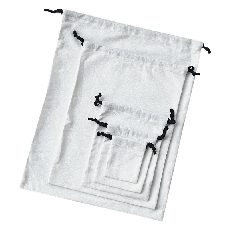 Cross-border Pure White Canvas Bundle Drawstring Bag Jewelry Packaging Bag Jewelry Canvas Play Bag Fortune Bag Gift Small Cloth Bag
