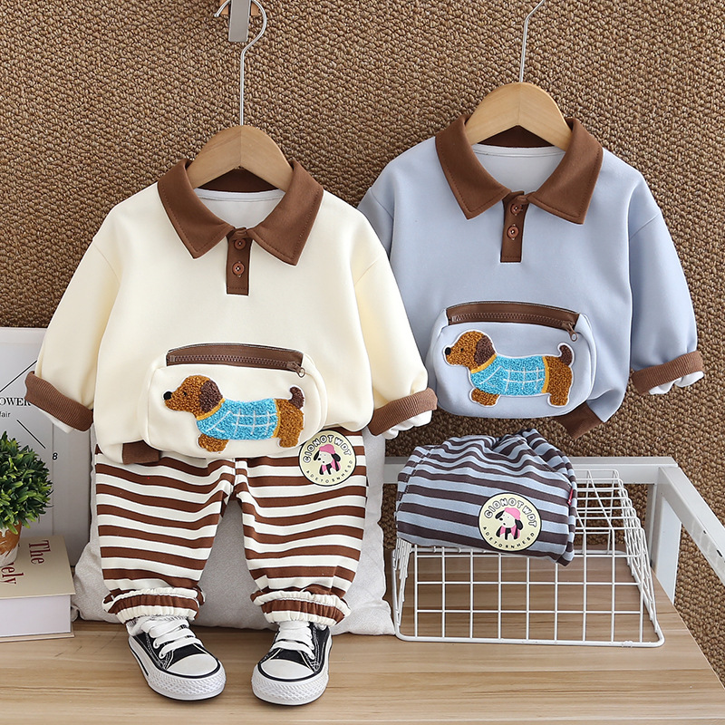 Men's Baby Spring and Autumn Sports suit 2024 New Children's Autumn Fashion Clothes Long Sleeve POLO Collar Two-Piece Fashionable Set