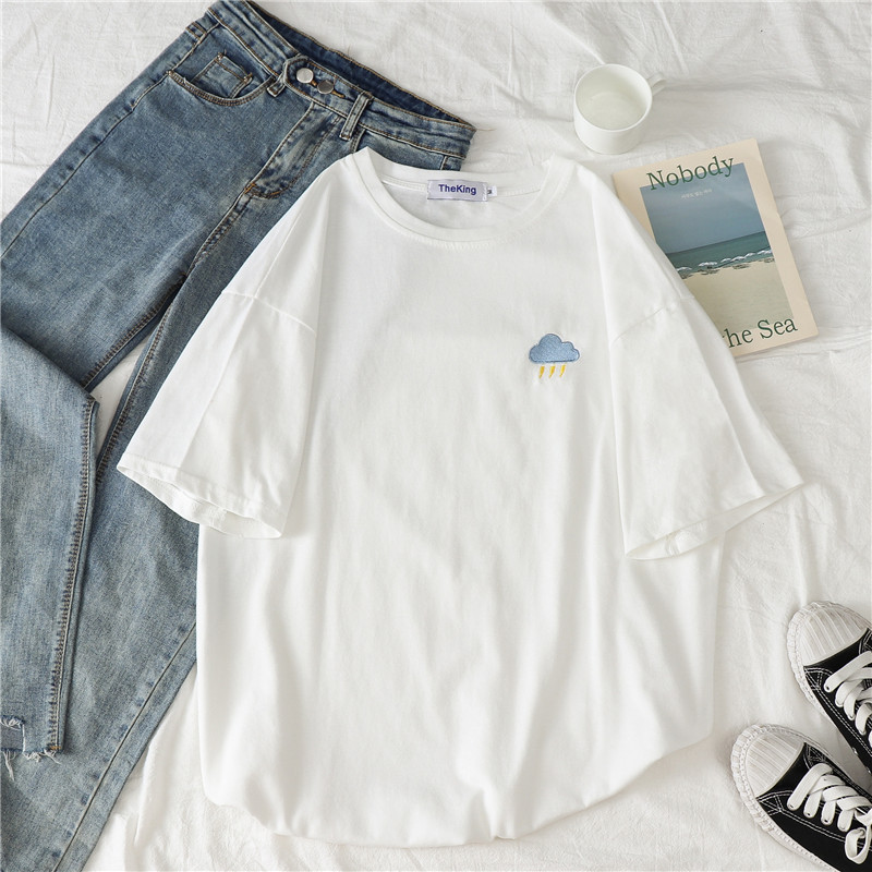 Picture of Short-Sleeved T-Shirt Women's Round Neck New Loose Korean Style Summer Weather Print Student Bottoming Shirt Tops Women's Clothing Wholesale