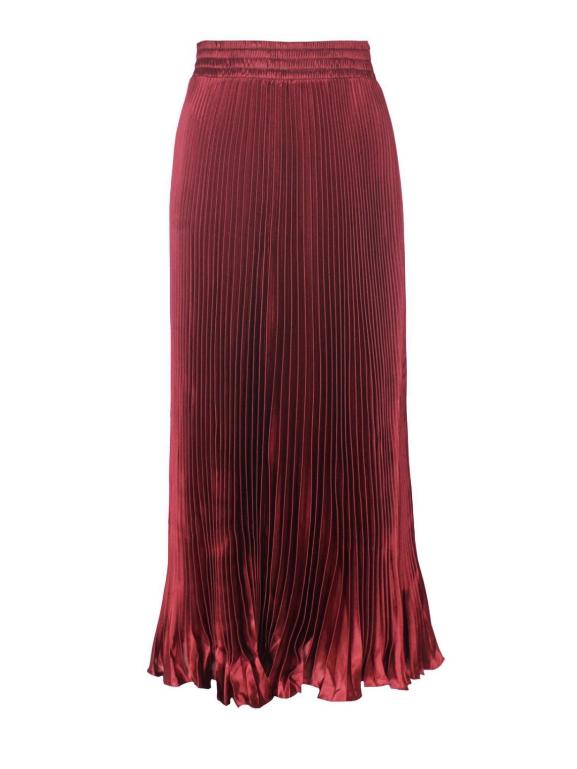 A sophisticated metallic pleated midi skirt for women, a new autumn and winter style, fashionable elastic waist, elegant A-line midi skirt