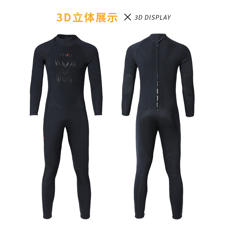 Cross-border 3mm wetsuit OUZO men's CR ultra-stretch surfsuit, cold-resistant and warm, long-sleeve one-piece freediving wet