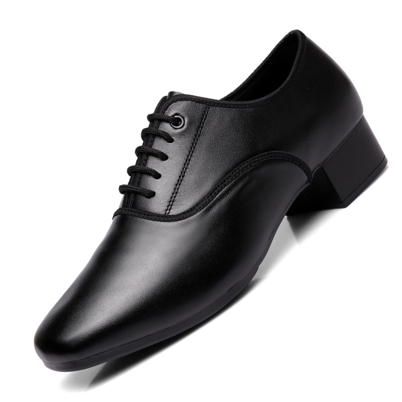 Dance para cowhide men's modern dance shoes men's dance shoes square dance shoes adult high heel soft bottom National Standard dance shoes