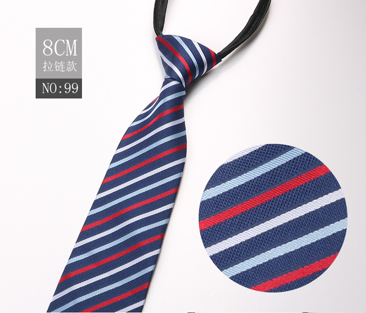 Picture of Factory Black Men's Tie Striped Blue Business Tie Lazy People Knot Free Zipper Tie in stock Wholesale