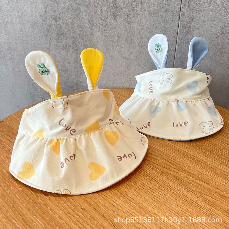 Picture of Rabbit Baby hat summer empty top hat baby big brim sun protection hat boys and girls toddler beach sun hat cute