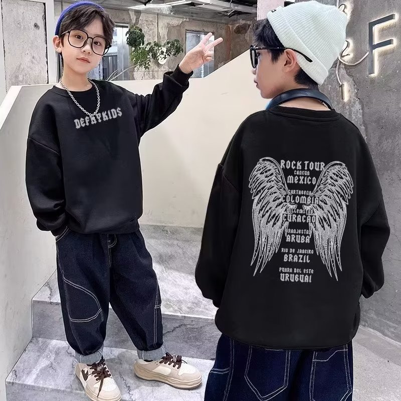 Boys' sweater autumn and winter clothing 2024 new men's Big Boy boys' top clothes Korean style fried street pullover children's bottoming shirt