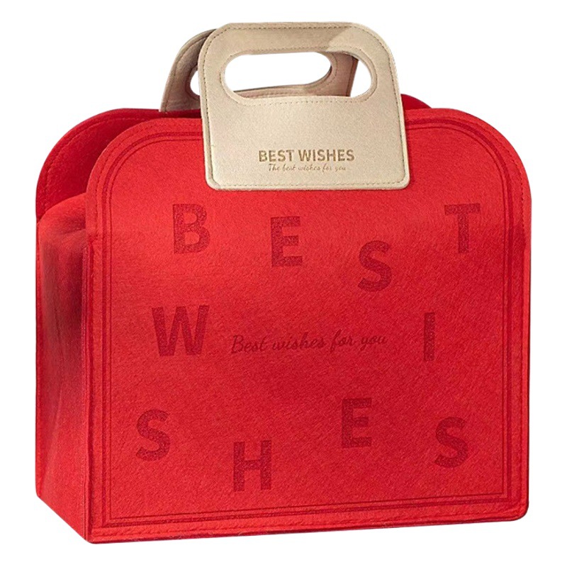 Red Letter felt bag simple letters all-match open handbag little red book TikTok creative commuter tote bag