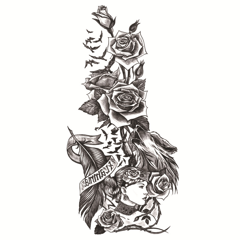 Picture of Small full arm flower arm bronzing glitter luminous painted tattoo stickers cross-border creative funny tattoo stickers manufacturers wholesale