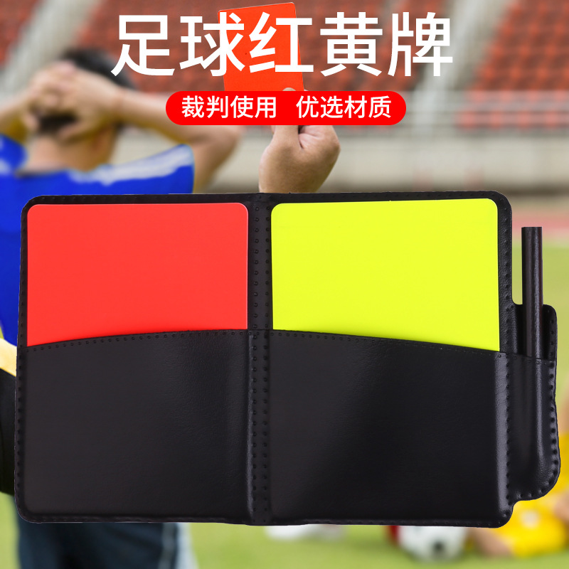 Picture of Football Thickened Red and Yellow Card Record Book Red and Yellow Card Referee Tool with Leather Holster Recording Paper Pencil for Referee