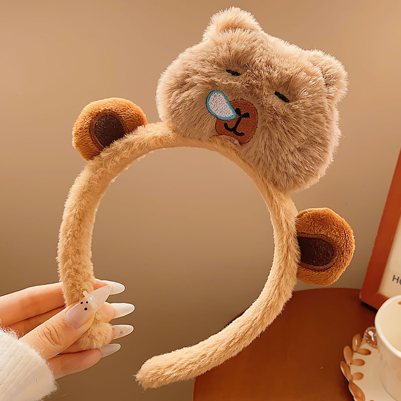 Picture of Special Headband for Face Washing for Women 2025 New Autumn and Winter Cute Bear Headband Hairband Hairpin Hair Accessory Plush Headwear
