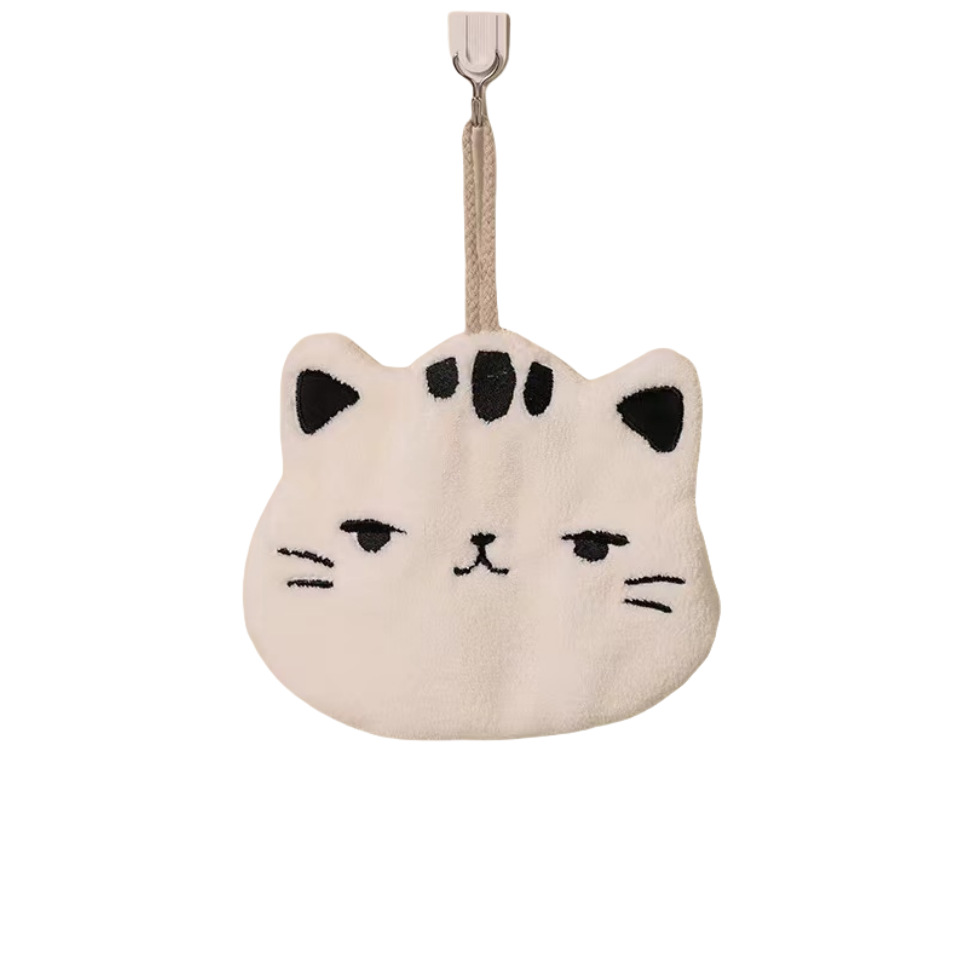 Picture of Cartoon towel can be hung non-stinky kitchen bathroom cute cat absorbent increased thick coral fleece towel