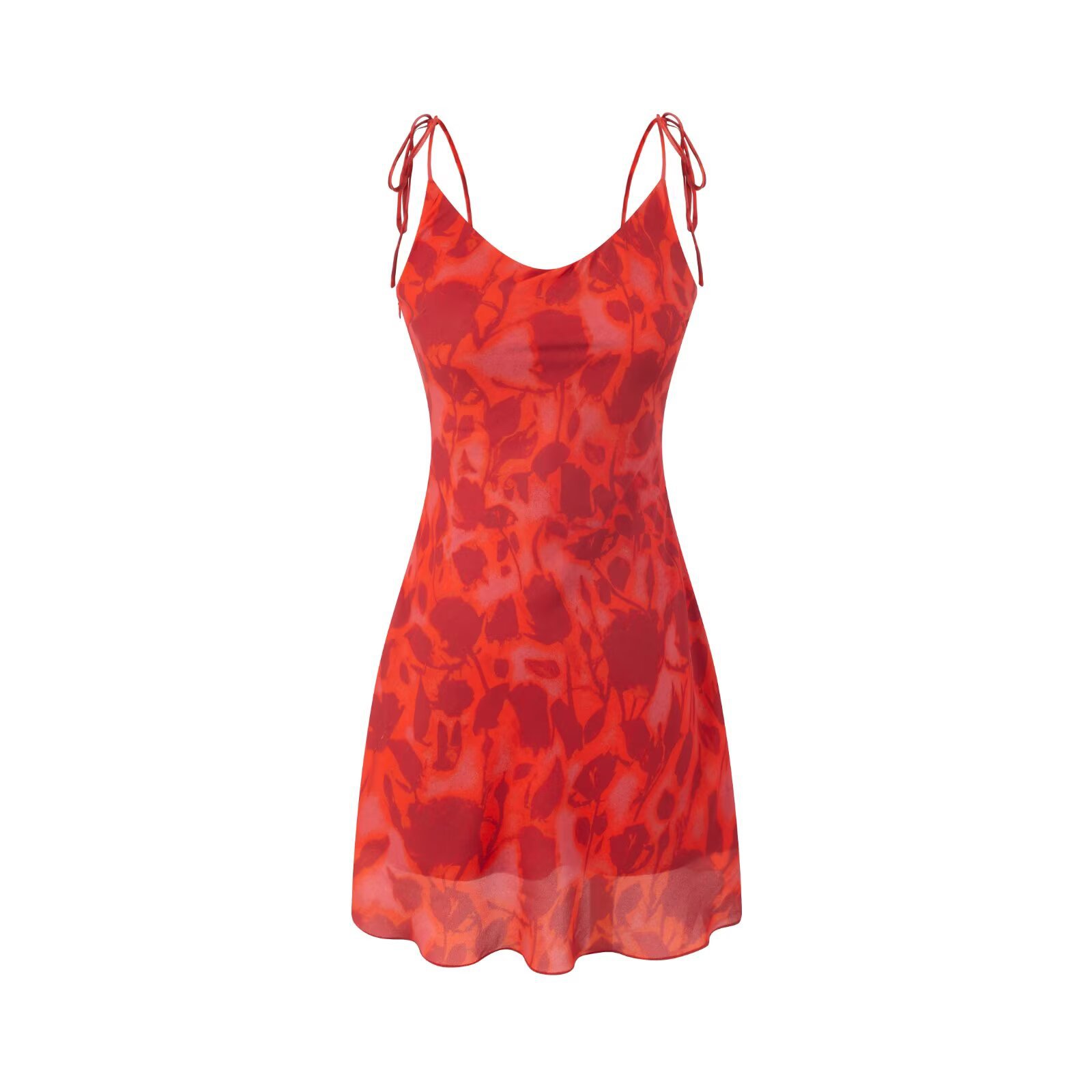 Vintage French Style Vacation Style dress Chiffon Print Dress with Strap Sexy Hot Girl Style Low Collar Skirt