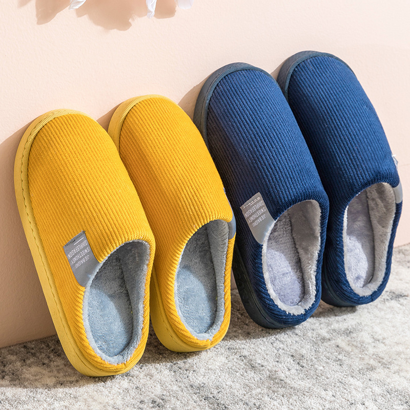 Cotton slippers women's home autumn and winter home indoor warmth couple plush household non-slip platform confinement shoes cotton shoes