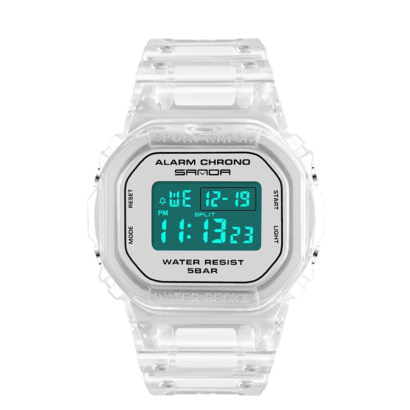 Picture of High-Quality, Popular Live-Streaming Item, Cross-Border Hit, Square Transparent Strap Electronic Watch, Multifunctional, Luminous, Waterproof