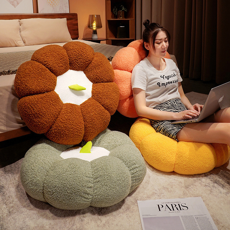 Picture of Pumpkin Futon Cushion Floor Pouf Lazy Living Room Butt Cushion Tatami Bay Window Back Cushion Floor Cushion Cushion