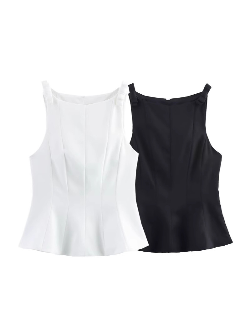 Za European and American Style Cross-Border 2025 New Women's Spring Clothing Work Clothing Versatile Short Skirt Style Hem Bow Top