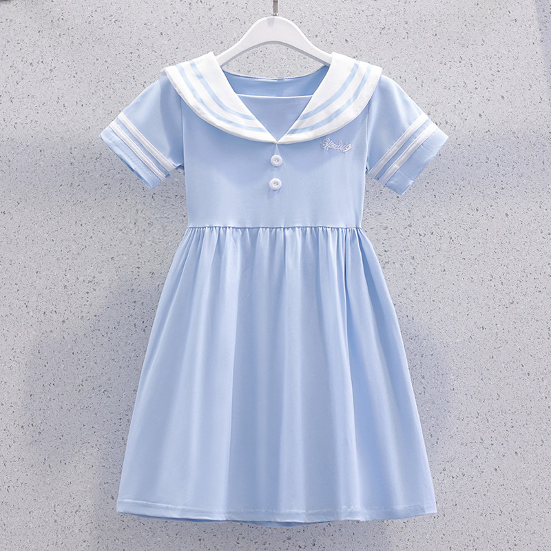 Girls' dress Summer New Korean-style Navy Collar dress Big Kids JK Uniform Skirt Summer