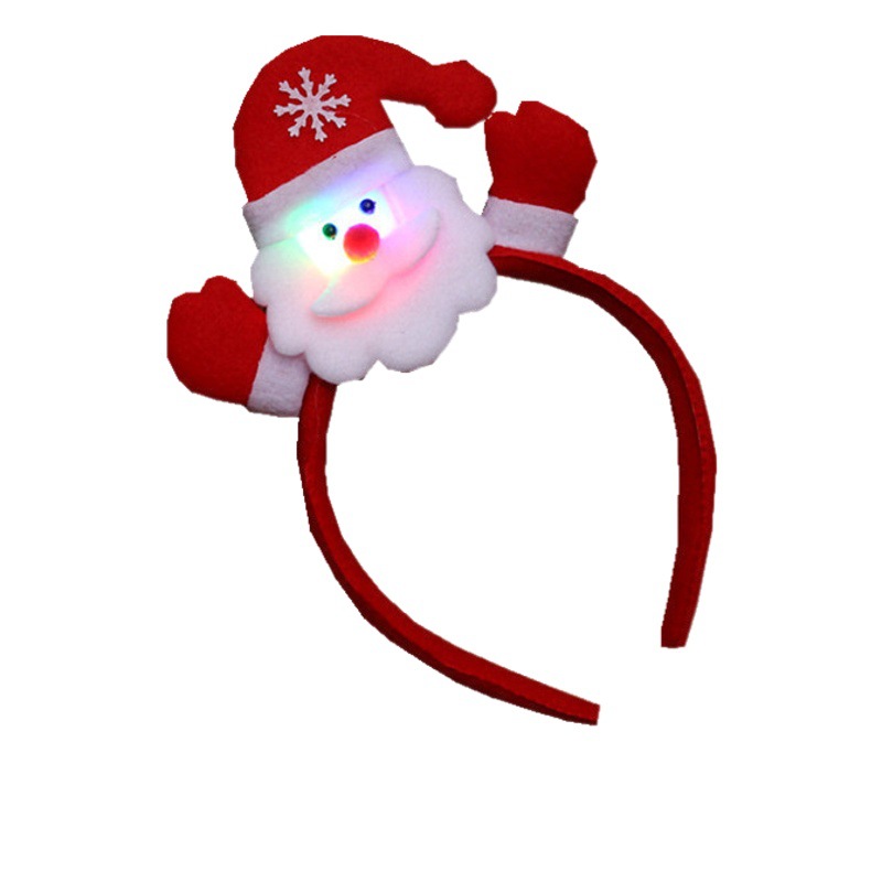 Creative Christmas Decorations Glow Raise Hand Head Buckle Santa Claus Head Buckle Children Gift Christmas Party Hair Accessories