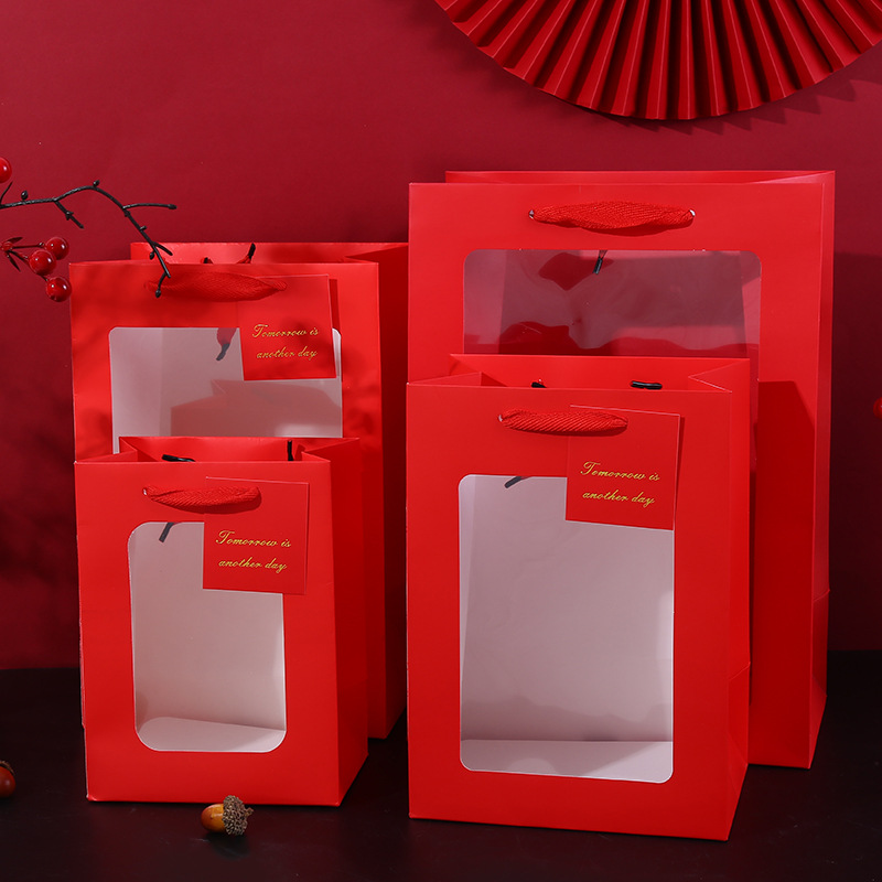 Picture of Transparent Gift Bag, Window Gift Bag, Souvenir Bag, Holiday Flower Packaging Bag, Bouquet Handbag, Gift Box