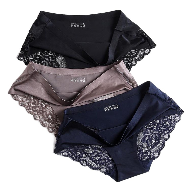 Cross-border European and American Underwear Women's Pearlescent Lace Sexy Trousers One-piece Seamless Temptation Ladies Briefs