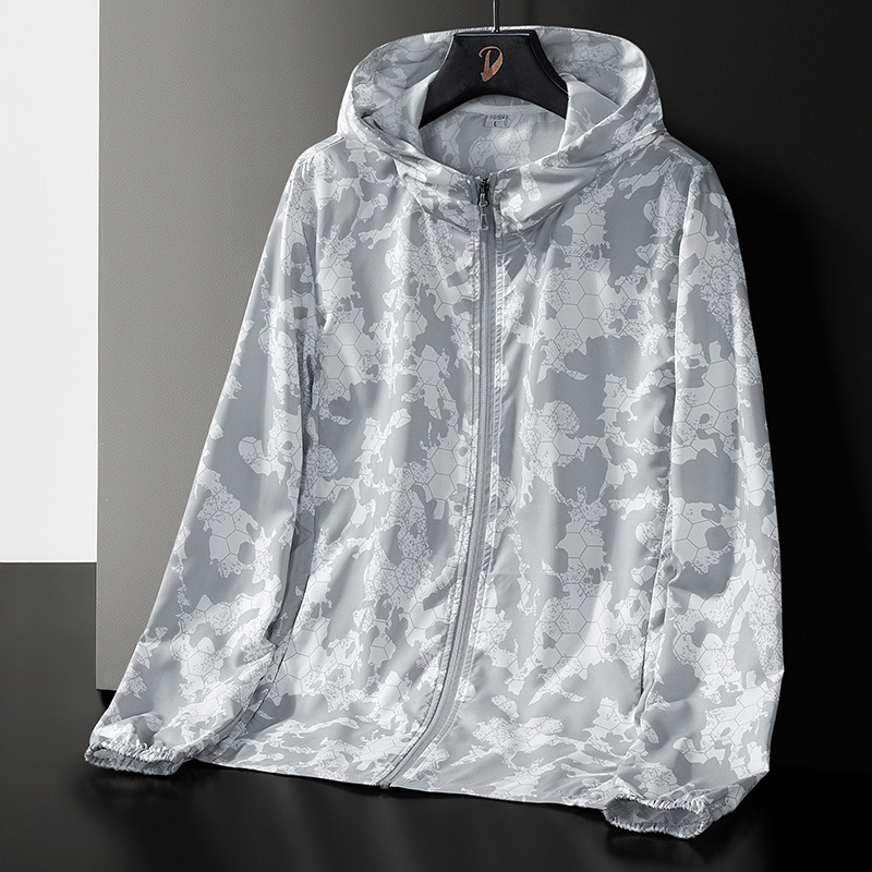 Camouflage Sun Protection Clothing Men's Loose Large Size Hooded Summer Lightweight Jacket Anti-Uv Fishing Waterproof Sun Protection Clothing Trendy