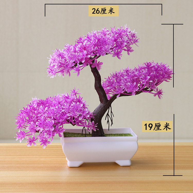 Picture of Sakura Snowball Simulated Plant Potted Grass Ball Bonsai Small Tree Home Decoration Flower Ornament Creative Mini Small Round Ball