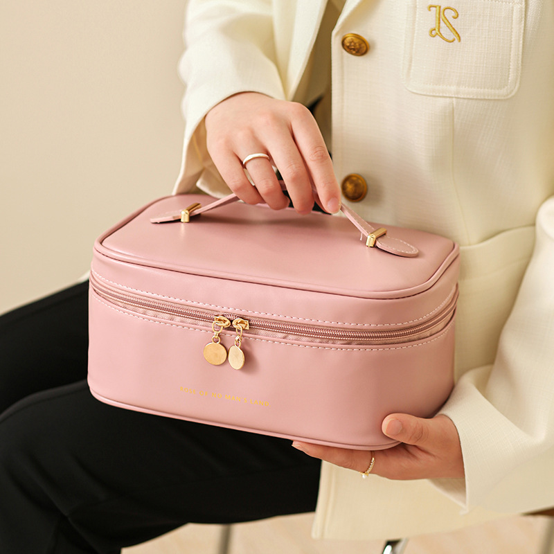 Picture of Spot Wholesale Cross-Border Pu Satchel Cosmetic Bag with High Appearance and Large Capacity Satchel Waterproof Cosmetics Bag Travel Toiletry Bag