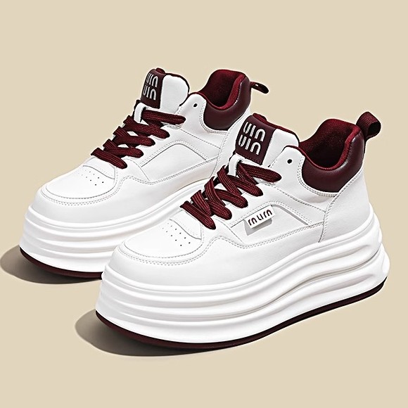Influencer Picks Platform Thick-Soled White Shoes 2025 Spring & Fall New Lace-Up Small Velvet Casual Shoes Student Shoes