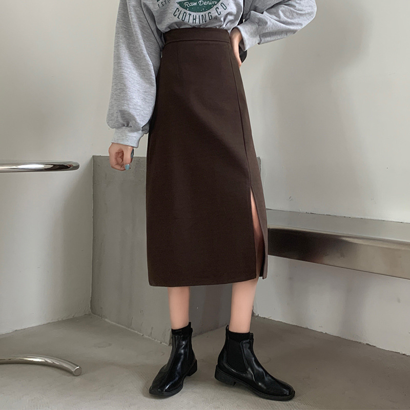 Women's skirt summer thin season New plus size fat high waist slimming side slit mid-length teacher style a skirt hip skirt
