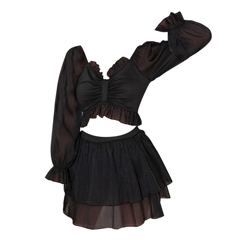 Picture of Two-Piece Swimsuit for Women 2025 Summer New Long-Sleeved Sun Protection Two-Piece Set for Fresh Girls and Students High-End Swimwear